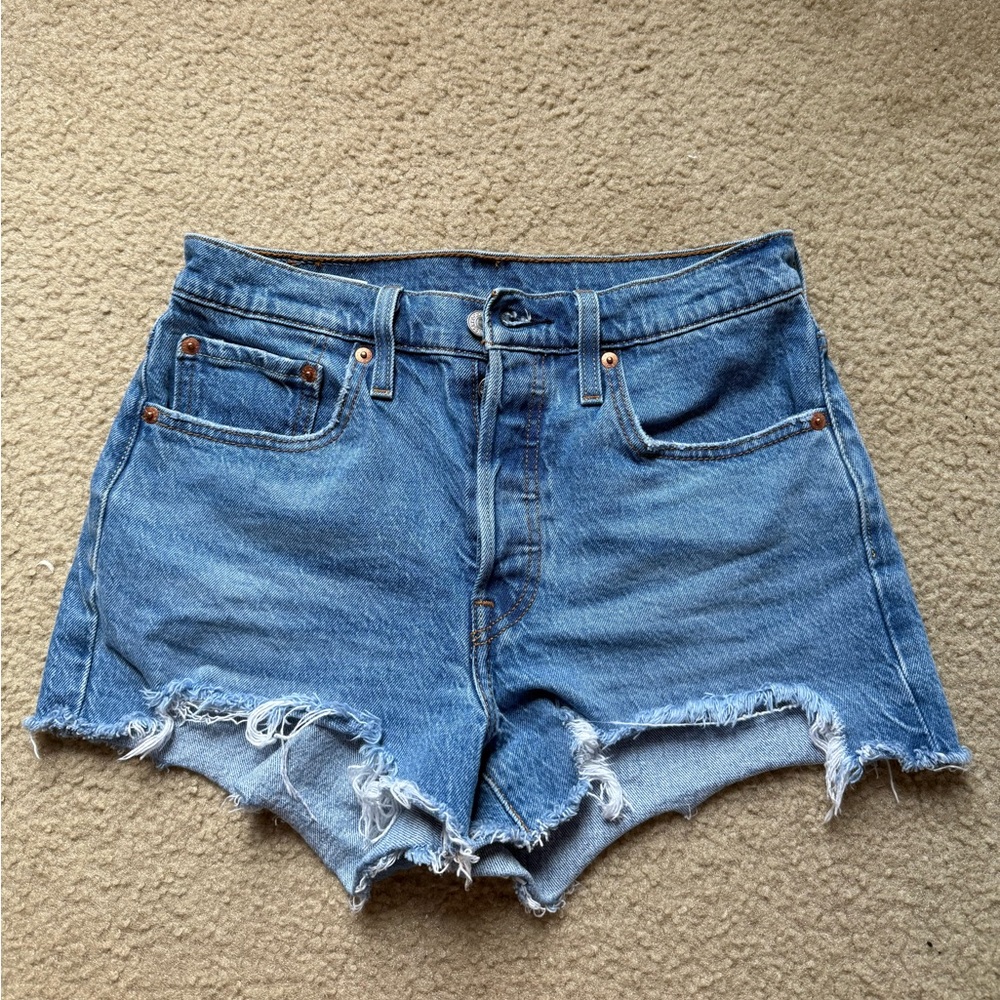 Levi's Blue Distressed Jean Shorts